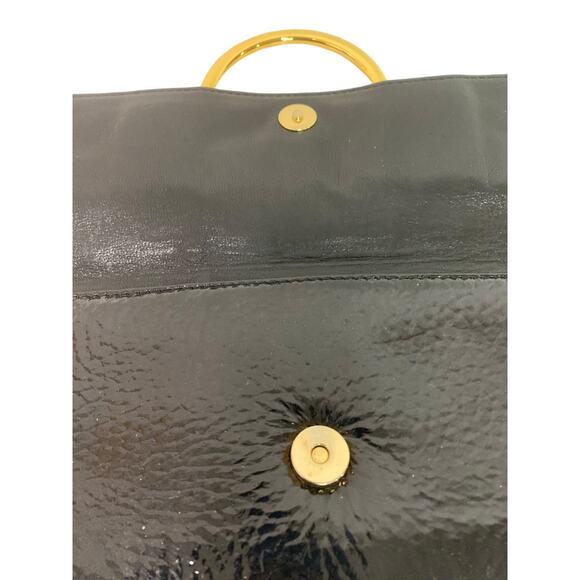Borbonese Black Crinkle Patent Leather Envelope Clutch Bag 1990s - Picture 7 of 9